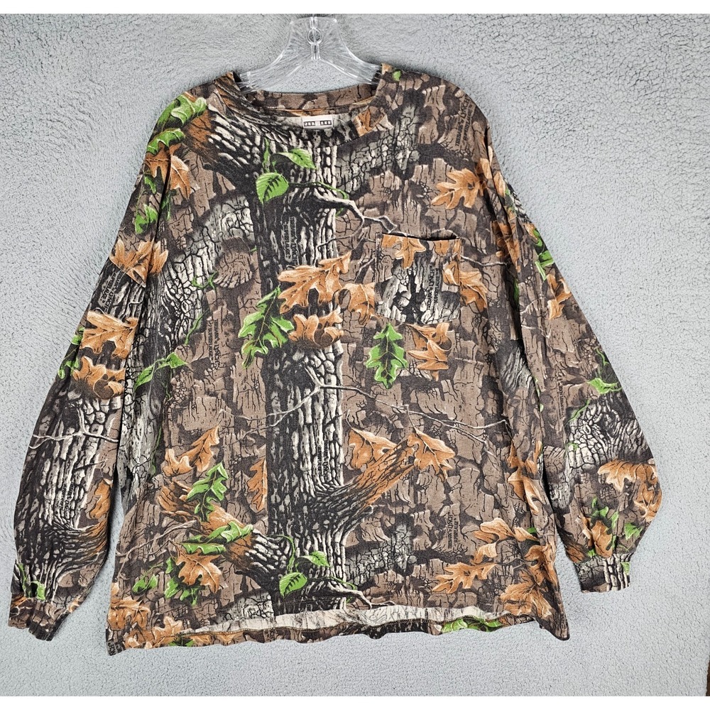 Vintage‎ JERZEES Outdoors Shirt Men's 2X Trebark Lynch Camo Hunting Long Sleeve